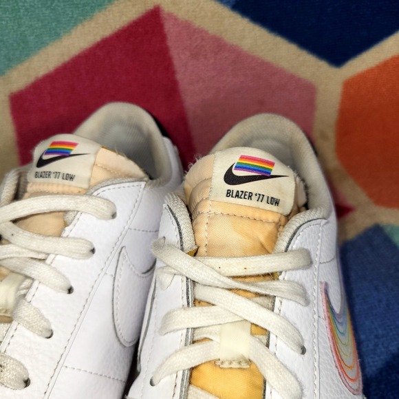 Nike Blazer Low 77 Low Be True Rainbow Swoosh Pink Sole White Sneakers‎ Size 14 main image 5